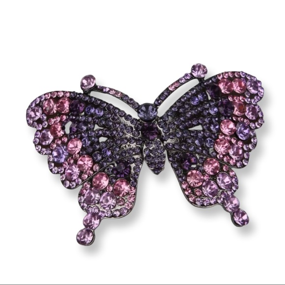 Elegant butterfly Swarovski Rhinestone hair barrette.NWT - Picture 1 of 5
